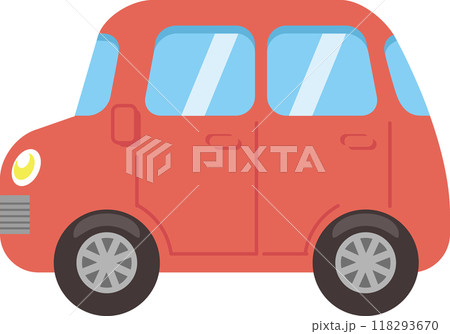 シンプルでかわいい赤い車のイラスト 118293670