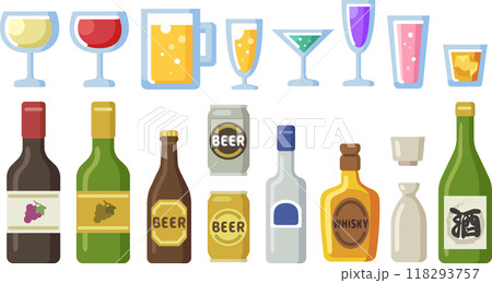 いろいろな種類のお酒イラストセット 118293757