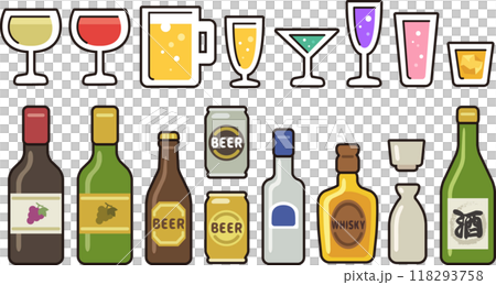 各種類型的酒精插圖集 118293758
