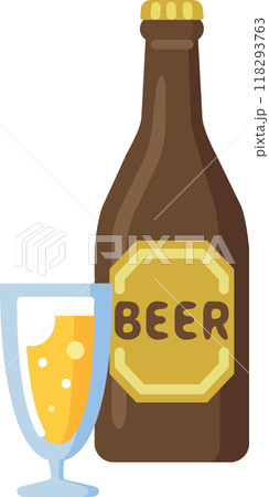 瓶ビールとグラスのセットイラスト 118293763
