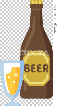 瓶ビールとグラスのセットイラスト 118293763