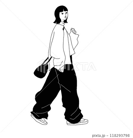 おしゃれな女性のベクター線画 118293798