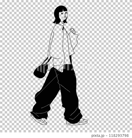 おしゃれな女性のベクター線画 118293798