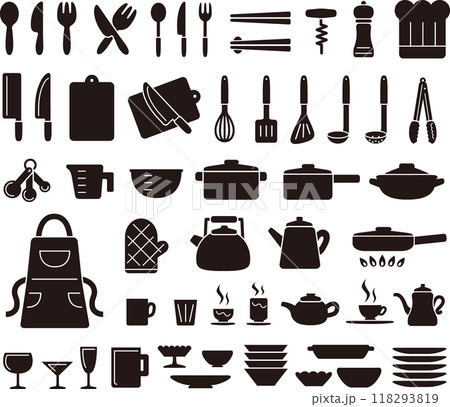 かわいいキッチンツールのアイコンイラストセット 118293819
