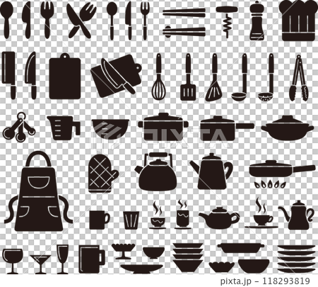 かわいいキッチンツールのアイコンイラストセット 118293819