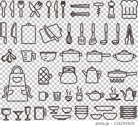 Cute kitchen tool icon illustration set 118293820