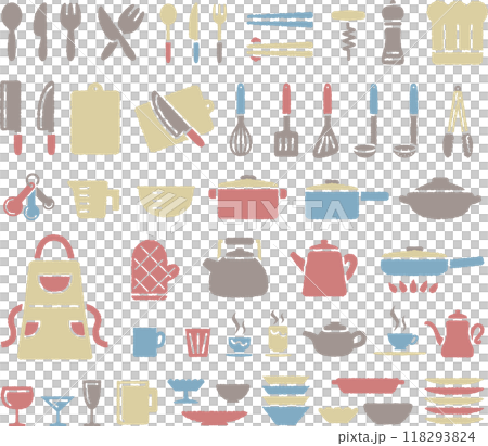 かわいいキッチンツールのアイコンイラストセット 118293824