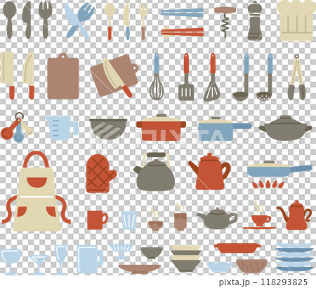 可愛的廚房工具圖示插圖集 118293825