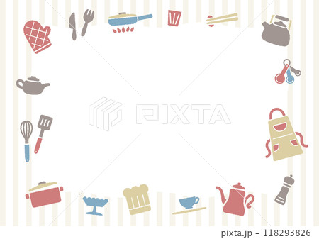 かわいいキッチンツールのイラスト背景枠 118293826