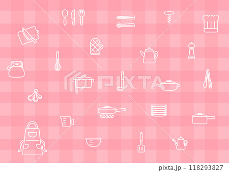 かわいいキッチン用品のイラスト壁紙背景 かわいいキッチン用品のイラスト壁紙背景 118293827
