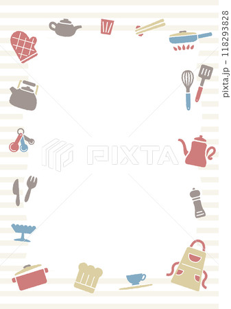 かわいいキッチンツールのイラスト背景枠 118293828