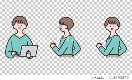 女人走路/女人打開筆記型電腦/變化 女人走路/女人打開筆記型電腦/變化 118293876