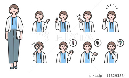 若い女性　上半身・表情バリエーション 118293884