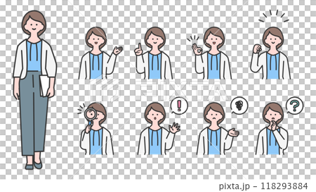 若い女性　上半身・表情バリエーション 118293884