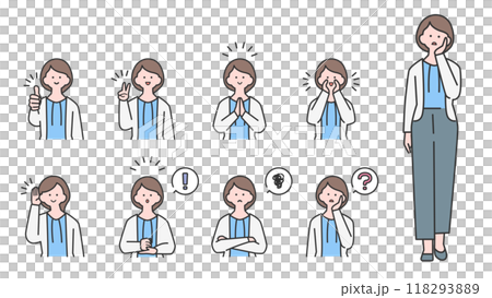 若い女性 上半身・表情バリエーション 118293889