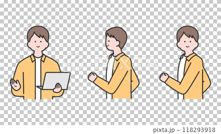 A man holding an open laptop A man holding an open laptop 118293918