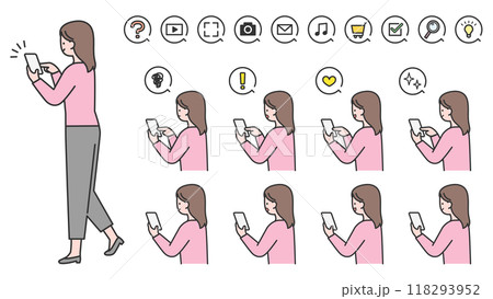 スマートフォンを操作する女性　バリエーション 118293952