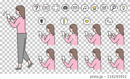 スマートフォンを操作する女性　バリエーション 118293952