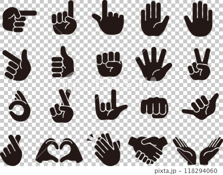 Simple hand sign mark set illustration Simple hand sign mark set illustration 118294060