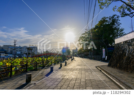 夕暮れ光芒を浴びている周辺風景　青井阿蘇神社（国宝）人吉市 118294302