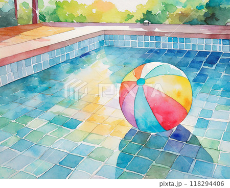 水彩画で描かれたビーチボール 118294406