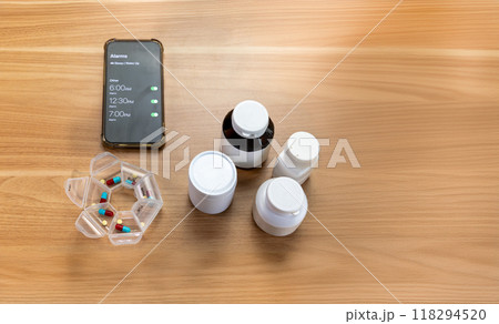 Senior use Smart Pill Organizer with 3 Alarms Per Day. 118294520