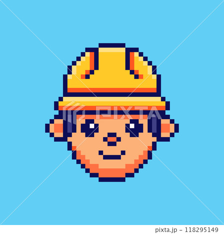 Pixel art avatar construction worker game asset design Pixel art avatar construction worker game asset design 118295149