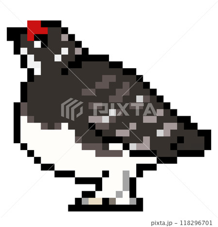 ドット絵 アニマルイラスト ニホンライチョウのオス 夏羽 118296701