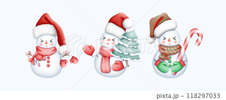 Cute Watercolor Snowman Illustration for Winter and Christmas Celebrations Cute Watercolor Snowman Illustration for Winter and Christmas Celebrations 118297033