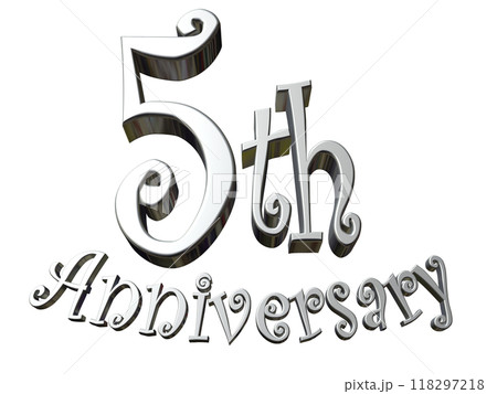3DCG文字「5th Anniversary/5周年」シルバー,銀 3DCG文字「5th Anniversary/5周年」シルバー,銀 118297218