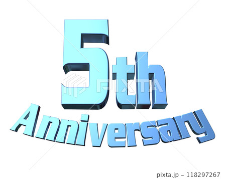 3DCG文字「5th Anniversary/5周年」ブルー,青 118297267
