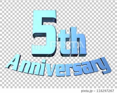 3DCG文字「5th Anniversary/5周年」ブルー,青 118297267