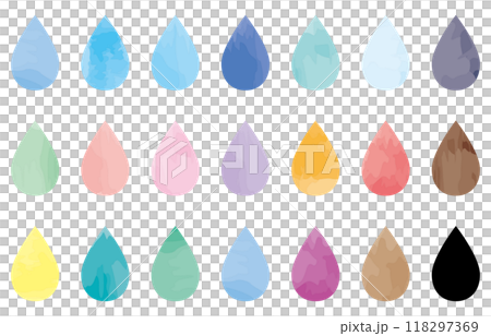 Liquid watercolor drops water set colorful silhouette 118297369