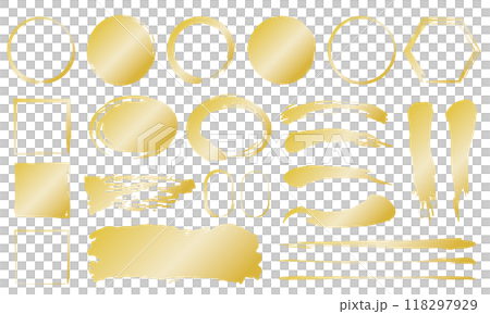 Brush gold material vector decoration set circle square line 118297929