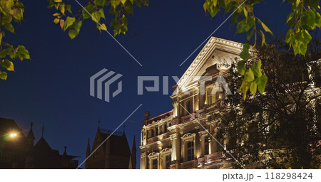 Mumbai, India. Heritage Structure Called Army And Navy Building In Night Illumination. Located In Art District Of Kala Ghoda In Mumbai. Today, Army And Navy Building Houses Various Companies Of Tata 118298424