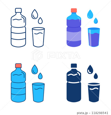 Stay hydrated icon set in flat and line style Stay hydrated icon set in flat and line style 118298541
