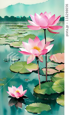The essence of the lotus flower, its environment, and the cultural and spiritual significance it holds. 118298656