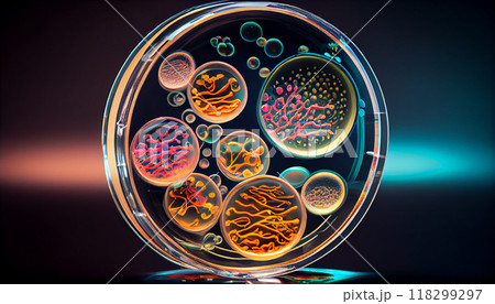 Cells under microscope, generatie ai illustration 118299297