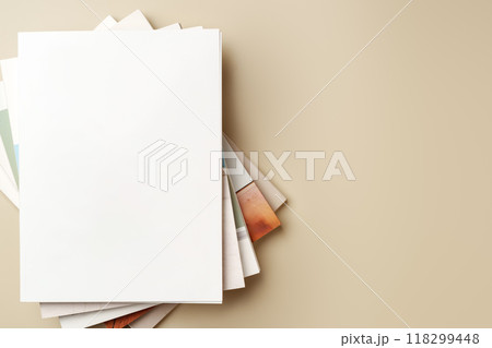Stack of blank paper on beige background 118299448