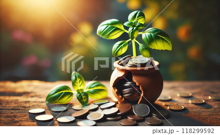 small glass jar filled with coins small glass jar filled with coins 118299592