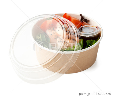 Take out poke bowl isolated on white background 118299620