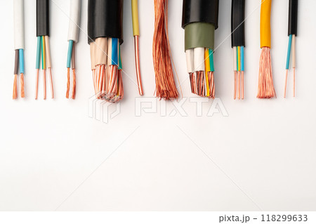 Multi-Colored Electrical Wires With Exposed Copper Strands 118299633