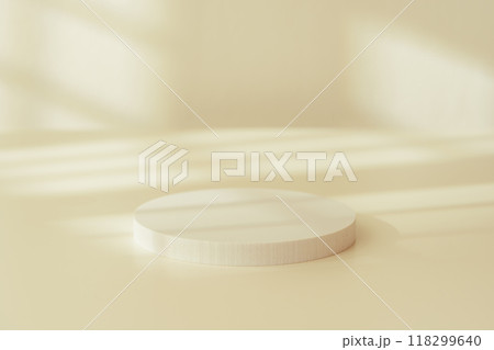 Minimalist White Round Display Stand Set Against Soft Natural Light Minimalist White Round Display Stand Set Against Soft Natural Light 118299640