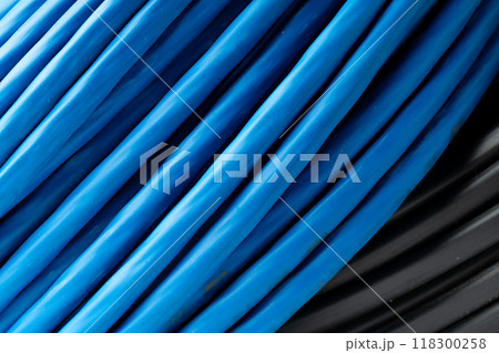 Blue Electrical Wire Spool Isolated On White Background Blue Electrical Wire Spool Isolated On White Background 118300258