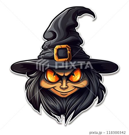 Evil Witch sticker design on white background. Generative Ai 118300342