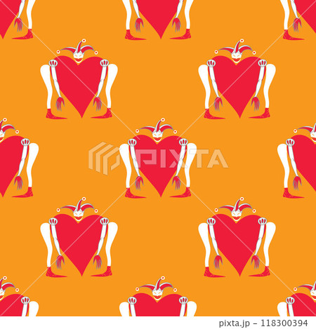 Harlequin with heart seamless pattern 118300394