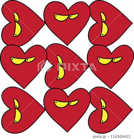 Seamless ornament with hearts in yellow glasses. Seamless ornament with hearts in yellow glasses. 118300422