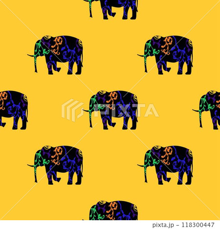 Seamless pattern of a running elephant. Seamless pattern of a running elephant. 118300447