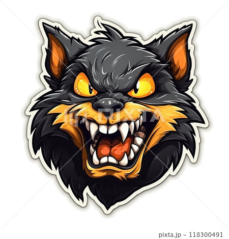 Werewolf sticker design on white background. Ai Generative Werewolf sticker design on white background. Ai Generative 118300491