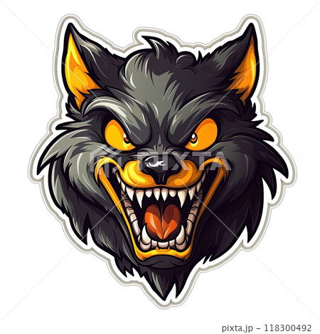 Werewolf sticker design on white background. Ai Generative 118300492